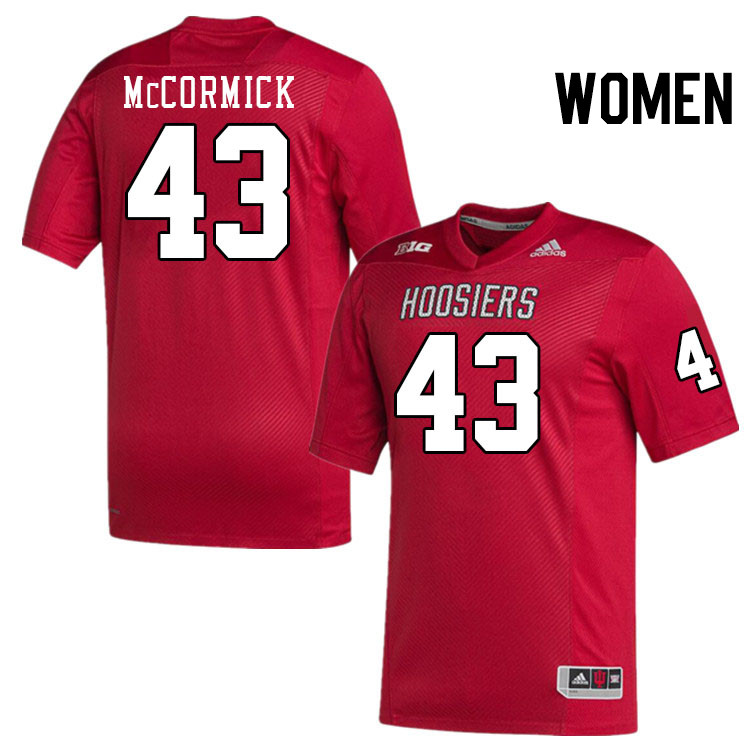 Women #43 Derek McCormick Indiana Hoosiers College Football Jerseys Stitched-Crimson